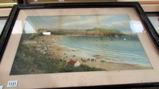 A framed and glazed Victorian print of a coastal scene, image 63 x 37cm