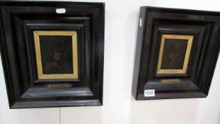 A pair of super Victorian oil painting on board, one marked A Brouwer and one marked D Teniers on