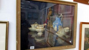 A framed and glazed still life watercolour signed N Laudy, image 59 x 47cm