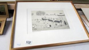 An English artist proof lithograph of a steeple chase scene by Vincent Haddelsey (1934-2010)