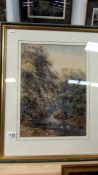 A framed and glazed watercolour country scene