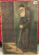 An oil on canvas of a Jewish Gentleman standing by S. Adler (Loft find in Whitechapel in 1970's)