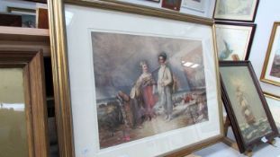 A fine framed and glazed watercolour, circle of Henry Perlee Parker ''Children on Shore'' image 50 x