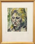 An oil on paper portrait of a lady initialled N.A.V. 1960, size including frame 15.25'' x 19.25''