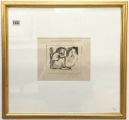 A Picasso print entitled 'Sleeper and the seated girl', possibly a printer proof, signed in pencil