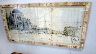 A framed and glazed print 'Salute to Venice' by Gaspare Vanvitelli, image 90 x 38cm