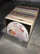 A box of LPs including Sisters of Mercy, picture disc etc
