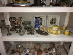 A quantity of silver plate including candelabra & pottery including Minton