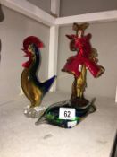 A Murano glass figure, cockeral & fish