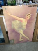A unframed oil on canvas Harmony (ballet dancer) signed but indisticnt 91cm x 60xm