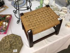 A painted tripod wine table saucepan stand & oak foot stool