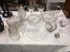 A quantity of glass items including salad bowls & jugs etc.