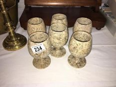 6 carved stone goblets