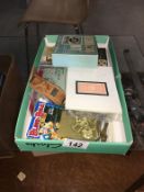 A box of miscellaneous including 8mm Stingray home movie & Boots record care kit etc.