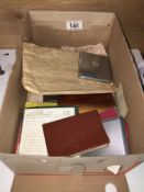 A box of miscellaneous including cigarette cases & various printed ephemera