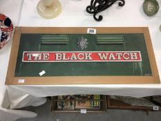 A painting of class 55 Deltic diesel locomotive name plate for D9013 'The Black Watch' signed D.