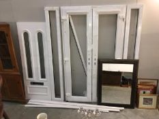 UPVC double/French doors, 2 side panels & 1 panel for UPVC door (no glazing, no locks)