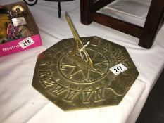 A heavy brass octangonal sundial