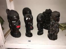 2 pairs of African busts & 2 figures