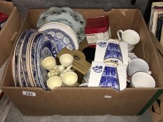 A box of sundries including Ringtons