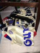 A quantity of vintage Derby County football scarves, flag & rattle & Newcastle Rosette