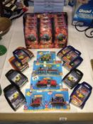 A quantity of Doctor Who micro-universe figures, Thomas the Tank engine trains and Top Trumps