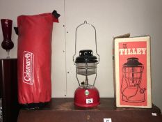 A Tilley X246B lantern with box & a Coleman tent