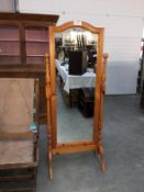 A pine cheval mirror