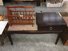 A telephone table and a magazine rack