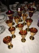 12 gilded Venetian glasses