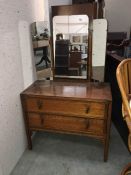 A dressing table with mirror