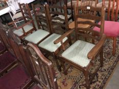 A set of 4 ladderback dining chairs