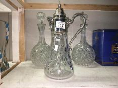 A pair of cut glass decanters etc