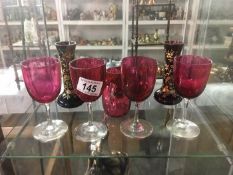A quantity of glassware including cranberry