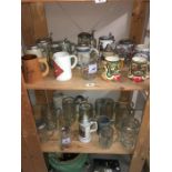 A large quantity of glasses and beer steins