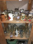 A large quantity of glasses and beer steins