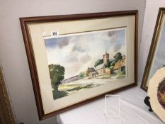 A framed watercolour signed Olive Free