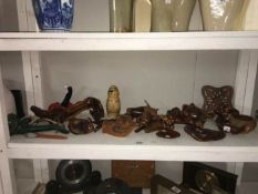 A quantity of assorted wooden items including cork screw,