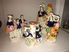 5 Victorian Staffordshire figures