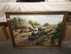 A framed print of a steam train by Don Brecon 1981