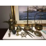 A quantity of brass items