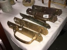 5 vintage brass door handles