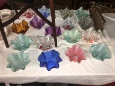 17 handkerchief vases - various colours