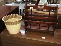 A vintage loom effect bin and magazine rack