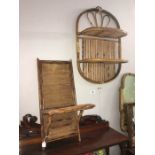 A pair of bamboo wood shelves
