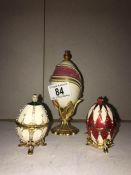 3 ornate egg shaped boxes