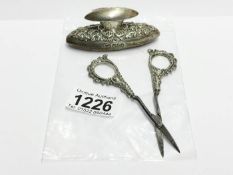 A pair of HM silver scissors and nail buffer