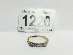 An 18ct yellow gold five stone diamond bar ring,