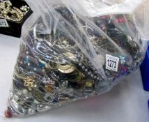 A large bag of a/f costume jewellery for spares or repair