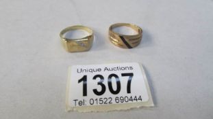 2 9ct gold gents signet rings,